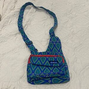 KAVU Blue and Green Patterned Crossbody Bag